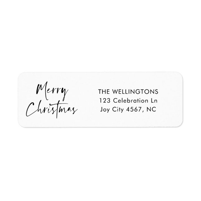 Merry Christmas Modern Script Family Name Address Label (Front)