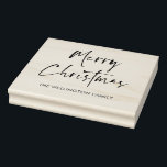 Merry Christmas Modern Script Gift Wrap Family Rubber Stamp<br><div class="desc">Merry Christmas Modern Script Gift Wrap Family Name Rubber Stamp</div>