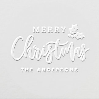 Merry Christmas Modern Script Holly Embosser