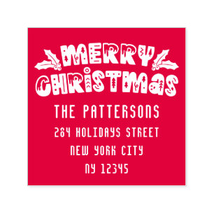 Merry Christmas Modern Script Name Return Address Self-inking Stamp