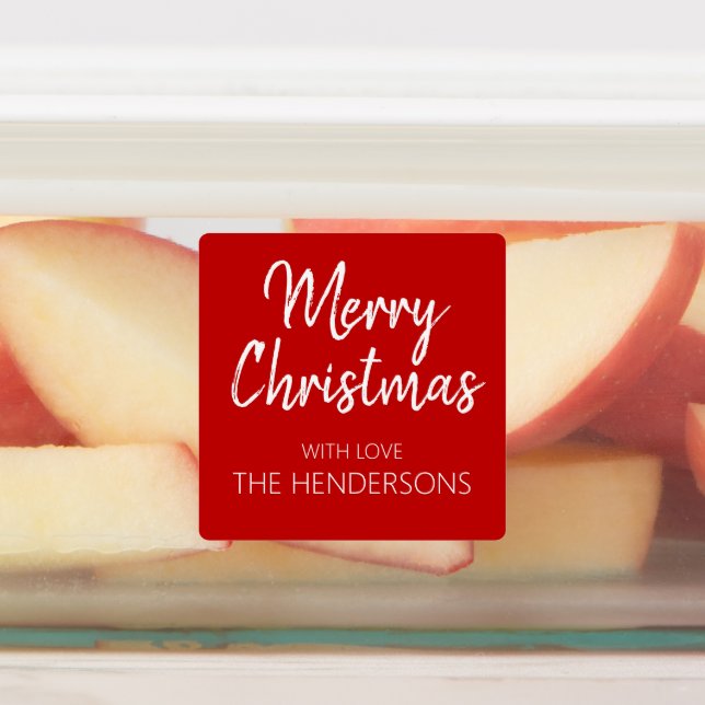 Merry Christmas Modern Script Personalized Kids' Labels (Affixed)