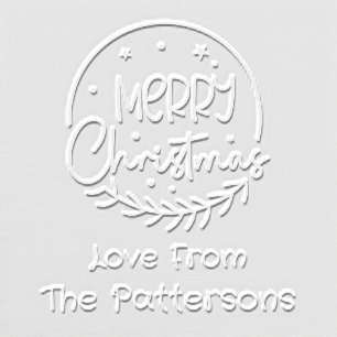 Merry Christmas Modern Script Personalized Name Embosser