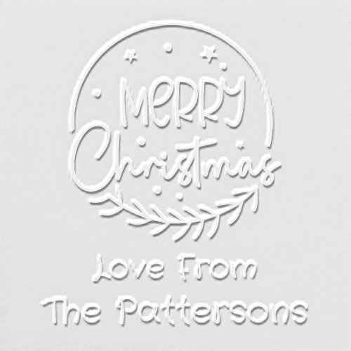 Merry Christmas Modern Script Personalized Name Embosser