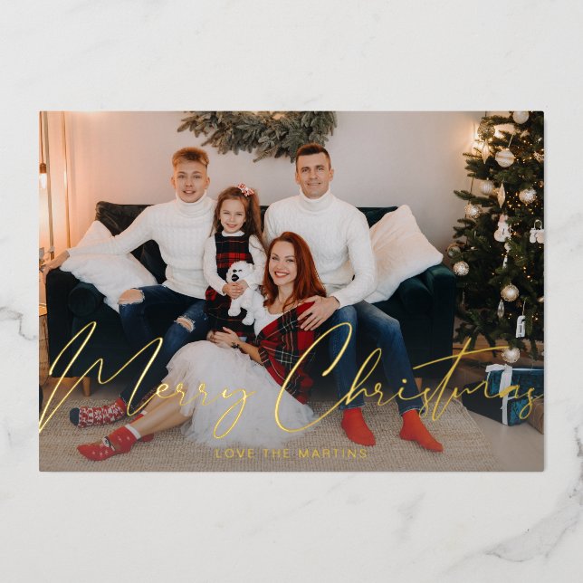 Merry Christmas Modern Script Photo Card (Front)
