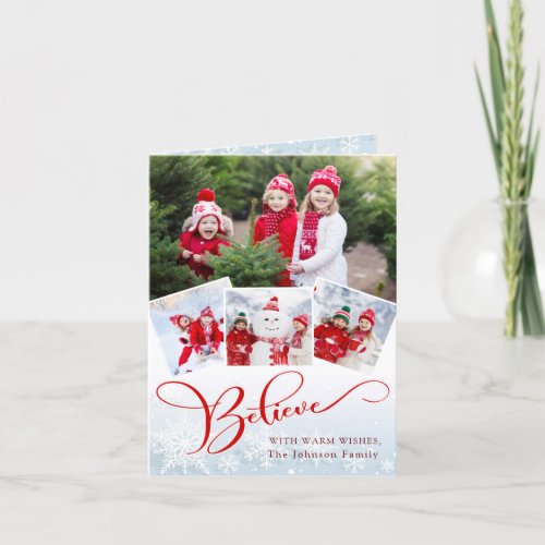 Merry Christmas Modern Script PHOTO Greeting Holiday Card