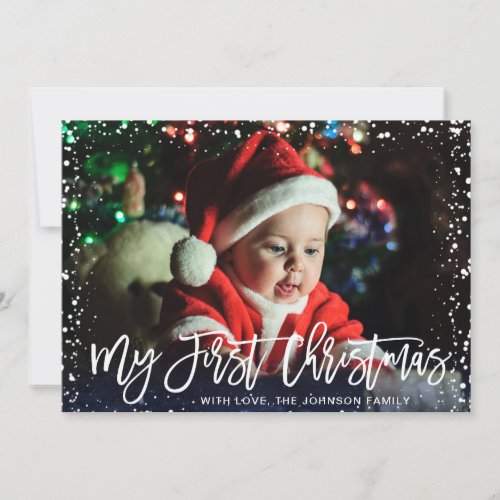 Merry Christmas Modern Script PHOTO Greeting Holiday Card