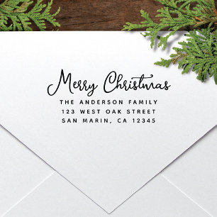 Merry Christmas Modern Script Return Address Self-inking Stamp