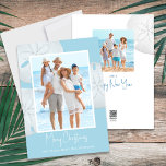 Merry Christmas Modern Simple Blue Sand Dollar Holiday Card<br><div class="desc">This design features merry Christmas modern beach coastal, family photo 2 two picture, botanical traditional classic ocean blue, sky sea life coastal living, elegant unique tropical minimalist, a modern elegant simple trendy, with a modern calligraphy script font, nautical simple and minimal, family vacation photo holiday card, a Christmas holiday photo...</div>