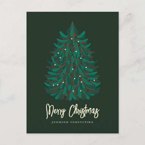 Merry Christmas Modern Simple Christmas Tree Announcement Postcard