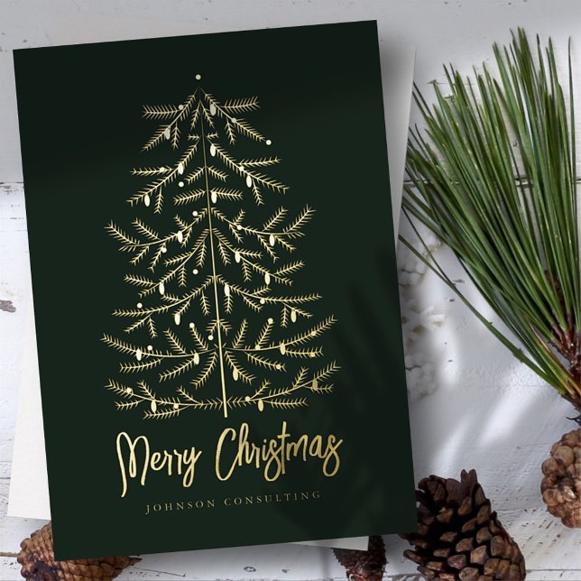 Merry Christmas Modern Simple Christmas Tree Foil Holiday Card (Creator Uploaded)
