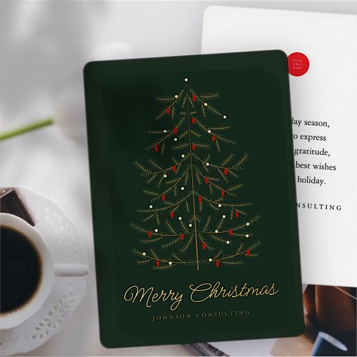 Merry Christmas Modern Simple Christmas Tree Foil Holiday Card