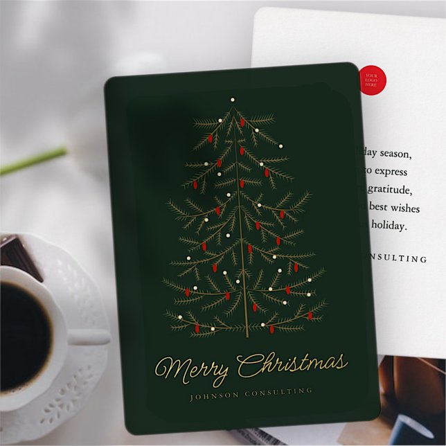 Merry Christmas Modern Simple Christmas Tree Foil Holiday Card (Creator Uploaded)