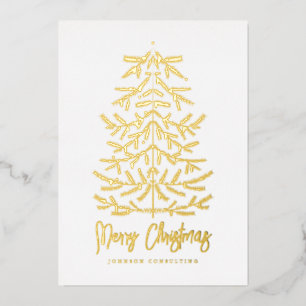 Merry Christmas Modern Simple Christmas Tree Foil Holiday Card
