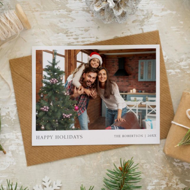Merry Christmas modern simple photo  Holiday Postcard (Creator Uploaded)