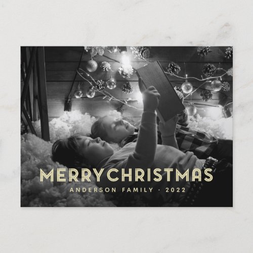 Merry Christmas Modern Simple Typography Holiday Postcard