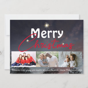 Merry Christmas modern starry winter sky Holiday Card