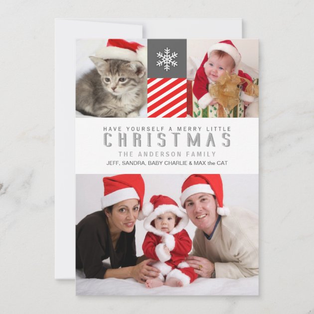 Merry Christmas Modern Stripes Holiday Photo Cards
