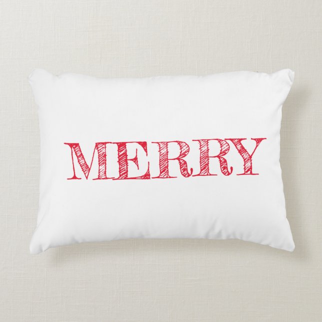 MERRY Christmas Modern Text Holiday Fun Accent Pillow (Front)
