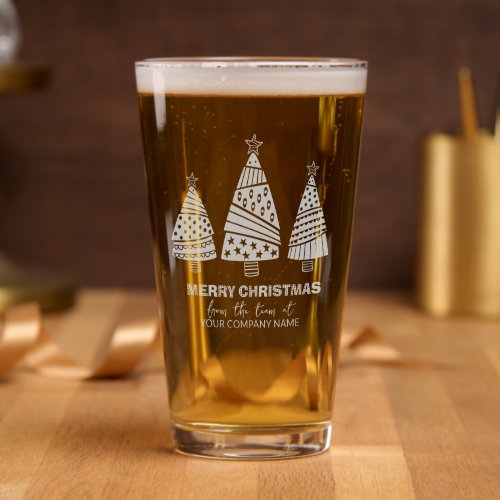 Merry Christmas Modern Trees Corporate Business Pint Glass