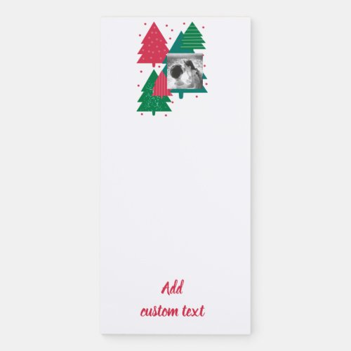 Merry christmas modern trees photo collage    magnetic notepad