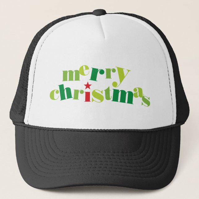 merry christmas modern typography trucker hat (Front)