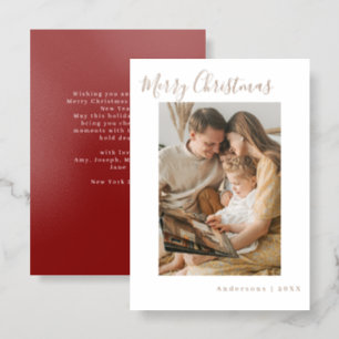 Merry Christmas Modern Vertical Photo Holiday Letterpress Photo Cards