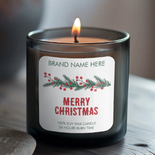 Merry Christmas   Modern Wreath Candle Labels