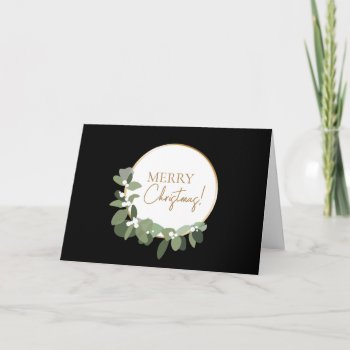Merry Christmas Modern Wreath Corporate Holiday Card by Lorena_Depante at Zazzle