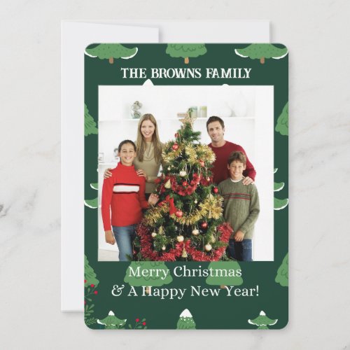 Merry Christmas Modern Your Photo Collage Flat Holiday Card