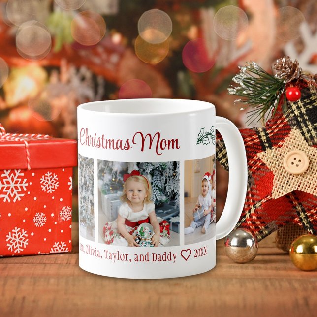 Merry Christmas Mom 4 Photo Collage Coffee Mug (Creator Uploaded)
