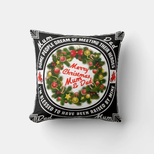 Merry Christmas Mom and Dad Throw Pillow