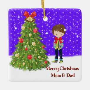 Merry Christmas Mom & Dad from Son Ceramic Ornament