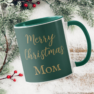 Merry Christmas Mom Green And Gold Script