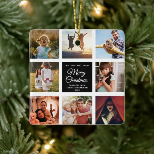Merry Christmas Mom Instagram Photo Collage Ceramic Ornament