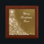 Merry Christmas Mom Jewelry Box<br><div class="desc">Pretty gold and white sparkly Merry Christmas Mom gift box.</div>