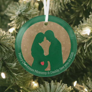 Merry Christmas Mommy & Daddy See you in 2026 Glass Ornament