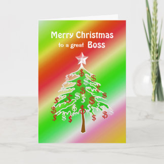 Merry Christmas Money Tree for Boss Holiday Card