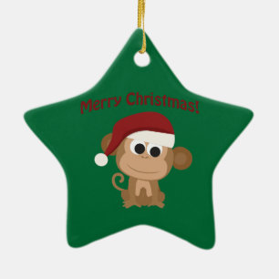Merry Christmas! Monkey Ceramic Ornament