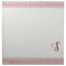 Merry Christmas Monogram Cloth Napkin Set - Red