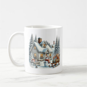 Merry Christmas monogram Country house Coffee Mug