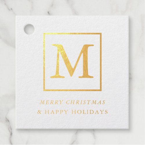 Merry Christmas Monogram Foil Favor Tags