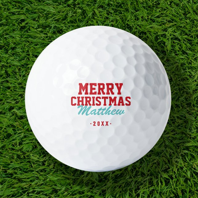 Merry Christmas Monogram Golf Balls (Creator Uploaded)