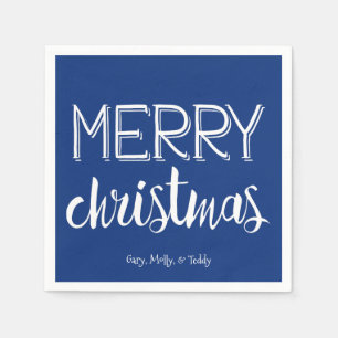 Merry Christmas Monogram Holiday Napkin