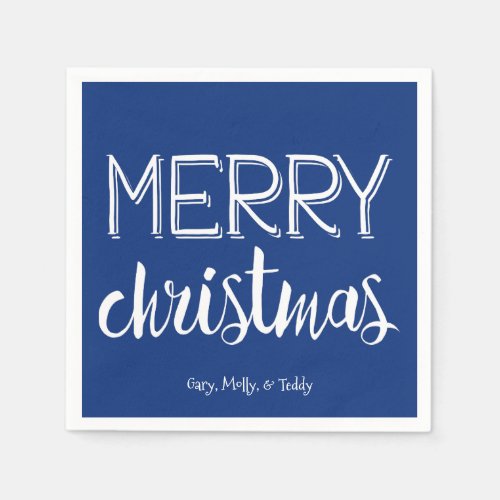 Merry Christmas Monogram Holiday Napkin