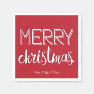 Merry Christmas Monogram Holiday Napkin