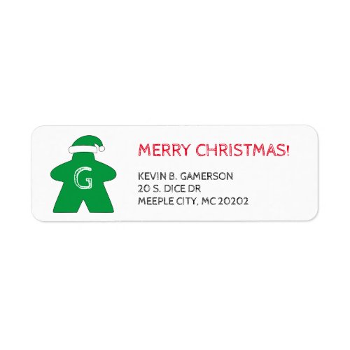 Merry Christmas Monogram Meeple  Green Label