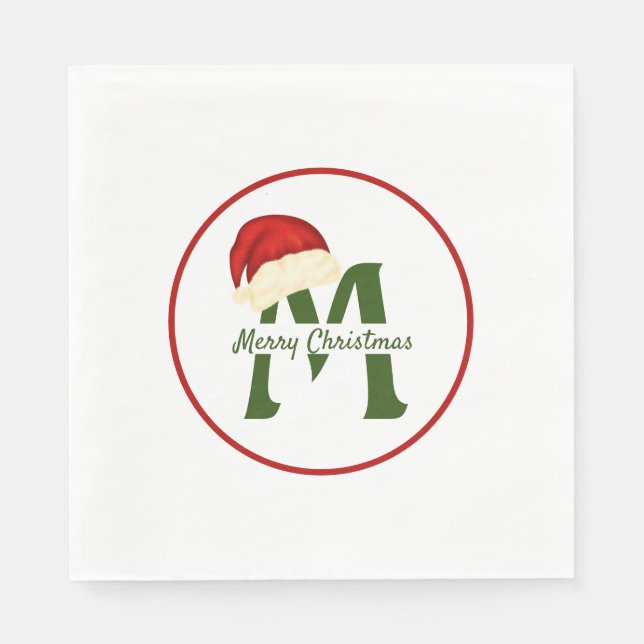 Merry Christmas Monogram Paper Napkin (Front)