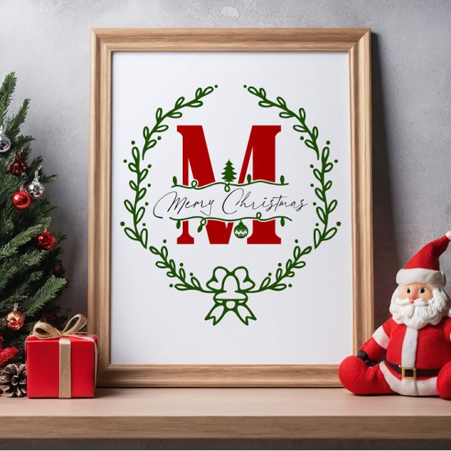 Merry Christmas Monogram Wreath Wall Art (Creator Uploaded)
