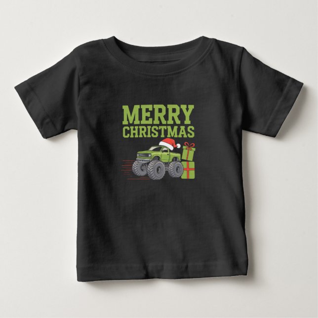 Merry Christmas Monster Truck Toddler Boys Xmas  Baby T-Shirt (Front)