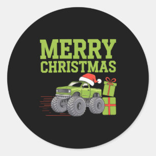 Merry Christmas Monster Truck Toddler Boys Xmas Classic Round Sticker